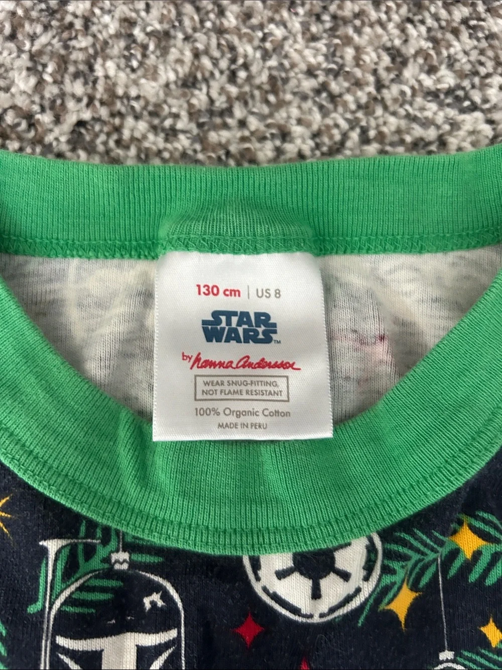 Hanna Andersson Black and Green Star Wars One-Piece Pajamas